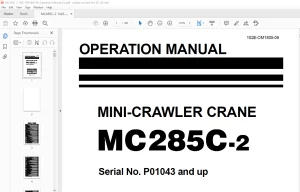 Maeda MC 285C-2 Mini Crawler Crane Operation Manual SN P01043 and up - PDF DOWNLOAD