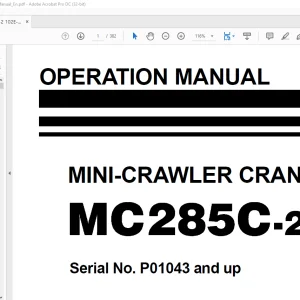 Maeda MC 285C-2 Mini Crawler Crane Operation Manual SN P01043 and up - PDF DOWNLOAD