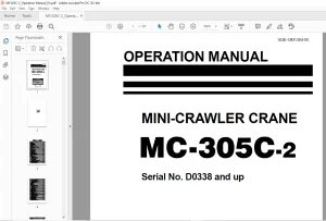 Maeda MC 305C-2 Mini Crawler Crane Operation Manual SN D0338 and up - PDF DOWNLOAD