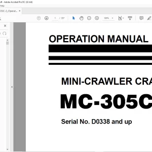 Maeda MC 305C-2 Mini Crawler Crane Operation Manual SN D0338 and up - PDF DOWNLOAD