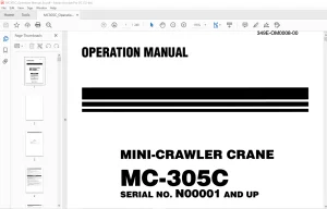 Maeda MC 305C Mini Crawler Crane Operation Manual SN N00001 and up - PDF DOWNLOAD