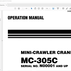 Maeda MC 305C Mini Crawler Crane Operation Manual SN N00001 and up - PDF DOWNLOAD