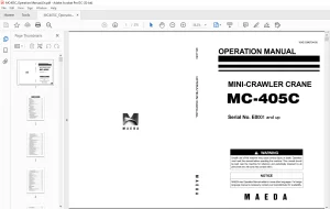 Maeda MC 405C Mini Crawler Crane Operation Manual SN E0001 and up - PDF DOWNLOAD