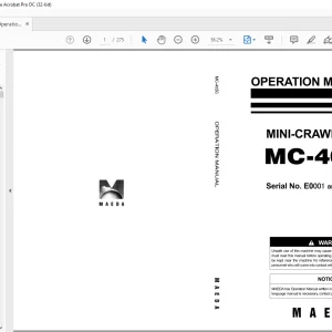 Maeda MC 405C Mini Crawler Crane Operation Manual SN E0001 and up - PDF DOWNLOAD