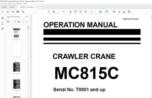 Maeda MC815C Crawler Crane Operation Manual SN T0001 and up - PDF DOWNLOAD