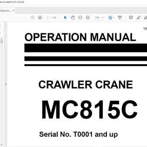 Maeda MC815C Crawler Crane Operation Manual SN T0001 and up - PDF DOWNLOAD