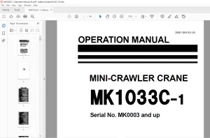 Maeda MK 1033C-1 Mini Crawler Crane Operation Manual SN MK0003 and up - PDF DOWNLOAD