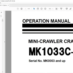 Maeda MK 1033C-1 Mini Crawler Crane Operation Manual SN MK0003 and up - PDF DOWNLOAD