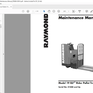 RAYMOND 19 ELF ® Rider Pallet Truck Maintenance Manual SN41000 and Up - PDF DOWNLOAD