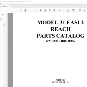 RAYMOND 31 EASI 2 REACH PARTS CATALOG MANUAL - PDF DOWNLOAD