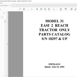 RAYMOND 31 EASI 2 REACH TRACTOR PARTS CATALOG MANUAL SN 18297 & UP - PDF DOWNLOAD