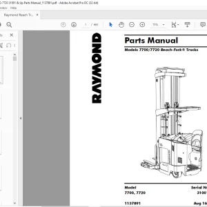 RAYMOND 7700 7720 Reach-Fork® Trucks Parts Manual SN31001 & up -  PDF DOWNLOAD