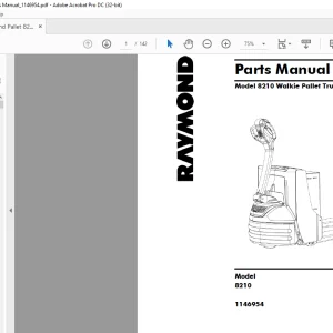 RAYMOND 8210 Walkie Pallet Truck Parts Manual 1146954 -  PDF DOWNLOAD