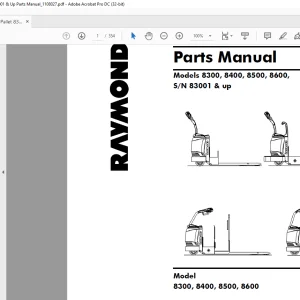 RAYMOND 8300 8400 8500 8600 Parts Manual SN 83001 & up - PDF DOWNLOAD