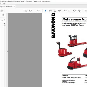 RAYMOND 8300, 8400, and 8500 Pallet Trucks and Model 8600 Tow Tractor Maintenance Manual  - PDF DOWNLOAD