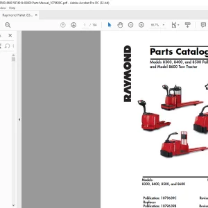 RAYMOND 8300, 8400, and 8500 Pallet Trucks and Model 8600 Tow Tractor Parts Catalog Manual - PDF DOWNLOAD