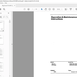 RAYMOND E20i 21i 21iPLUS Operation & Maintenance Instructions Manual - PDF DOWNLOAD