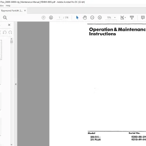RAYMOND Forklift 20i 21i 21iPLUS Operation & Maintenance Instructions Manual -  PDF DOWNLOAD