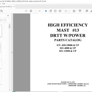 RAYMOND Forklift DRTT WITH POWER PARTS CATALOG MANUAL -  PDF DOWNLOAD