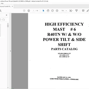 RAYMOND Forklift R40TN W & W POWER TILT & SIDE SHIFT PARTS CATALOG MANUAL  -  PDF DOWNLOAD