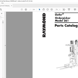 RAYMOND Gofer® High-Level Orderpicker 261 Parts Catalog Manual SN 1525 & Up - PDF DOWNLOAD