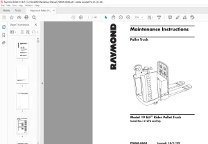 RAYMOND Pallet Truck 19 Maintenance Instructions Manual SN21278 - PDF DOWNLOAD