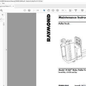 RAYMOND Pallet Truck 19 Maintenance Instructions Manual SN21278 - PDF DOWNLOAD