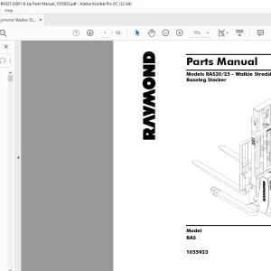 RAYMOND RAS2025 - Walkie Straddle Adjustable Baseleg Stacker Parts Manual RAS 2001 & up -  PDF DOWNLOAD