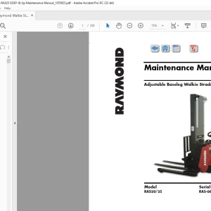 RAYMOND Walkie Stacker RAS2025 Maintenance Manual SNRAS-06-02001 & Up - PDF DOWNLOAD