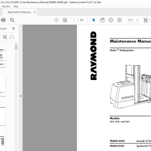 Raymand Gofer ® Orderpicker 212, 218, and 233 Maintenance Manual PDMM-0049 -  PDF DOWNLOAD