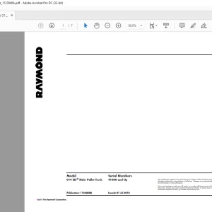 Raymond 019 ELF ® Rider Pallet Truck Schematics Manual SN41000 and Up -  PDF DOWNLOAD