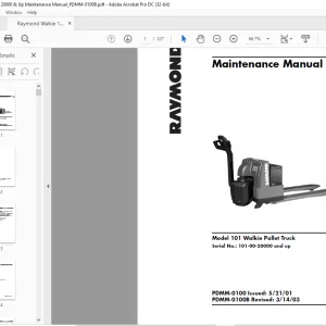 Raymond 101 Walkie Pallet Truck Maintenance Manual SN 101-00-20000 and up - PDF DOWNLOAD