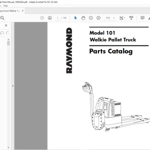Raymond 101 Walkie Pallet Truck Parts Catalog Manual SN 101-00-20,000 & Up - PDF DOWNLOAD