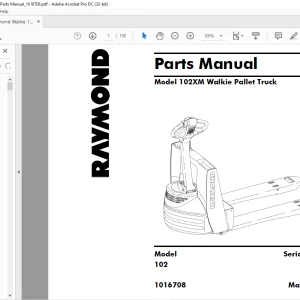 Raymond 102XM Walkie Pallet Truck Parts Manual SN 500 & up - PDF DOWNLOAD