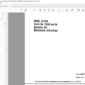 Raymond 20 SCR Operation and Maintenance Instructions Manual SN21000 and up - PDF DOWNLOAD