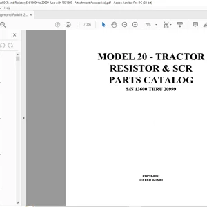 Raymond 20 - TRACTOR RESISTOR & SCR PARTS CATALOG MANUAL - PDF DOWNLOAD