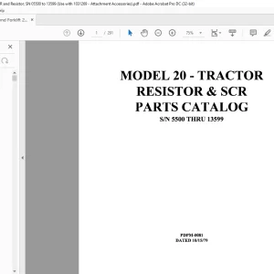 Raymond 20 - TRACTOR RESISTOR & SCR PARTS CATALOG MANUAL SN 5500 -  PDF DOWNLOAD