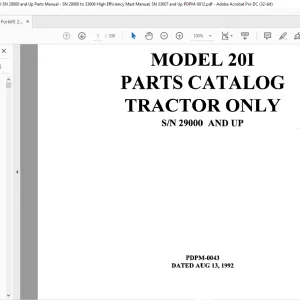Raymond 20I TRACTOR PARTS CATALOG MANUAL 29000 AND UP -  PDF DOWNLOAD