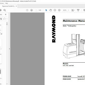 Raymond 212 218 & 233 Gofer® Orderpicker Maintenance Manual PDMM-0049 - PDF DOWNLOAD