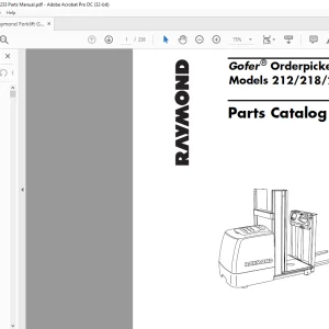 Raymond 212 218 & 233 Gofer® Orderpicker Parts Catalog Manual SN 1001 & UP - PDF DOWNLOAD