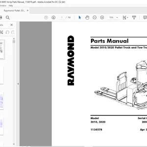 Raymond 3010 3020 Pallet Truck & Tow Tractor Parts Manual SN 20000 & up - PDF DOWNLOAD