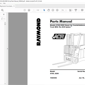 Raymond 4100 & 4200 Stand-Up Counterbalanced Lift Truck With the ACR System Parts Manual 1060342 - PDF DOWNLOAD