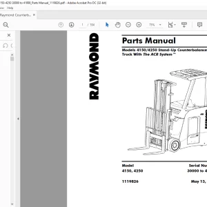 Raymond 4150 4250 Stand-Up Counterbalanced Lift Truck With The ACR System™ Parts Manual 1119826 - PDF DOWNLOAD