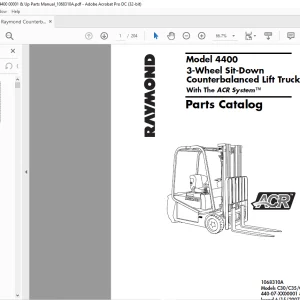 Raymond 4400 3-Wheel Sit-Down Counterbalanced Lift Truck With The ACR System Parts Catalog Manual 1068310A - PDF DOWNLOAD