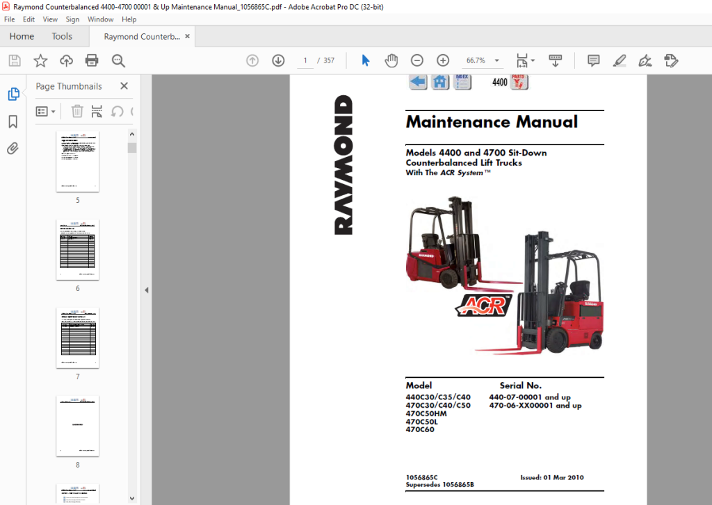 Raymond 4400 & 4700 Sit-Down Counterbalanced Lift Trucks With The ACR ...