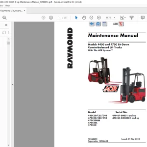 Raymond 4400 & 4700 Sit-Down Counterbalanced Lift Trucks With The ACR System™ Maintenance Manual 1056865C - PDF DOWNLOAD