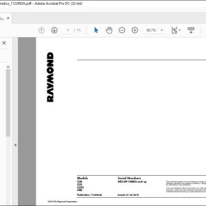 Raymond 4450 Counterbalanced Schematics Manual 1122983A - PDF DOWNLOAD