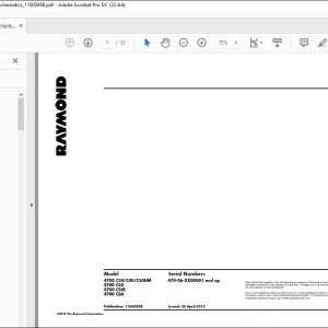 Raymond 4700 Counterbalanced Schematics Manual SN 470-06-XX00001 and up - PDF DOWNLOAD