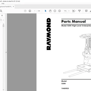 Raymond 5200 High-Level Orderpicker Lift Truck Parts Manual 1043923 - PDF DOWNLOAD