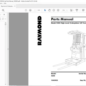 Raymond 5200 High-Level Orderpicker Lift Truck Parts Manual 1043923 - PDF DOWNLOAD